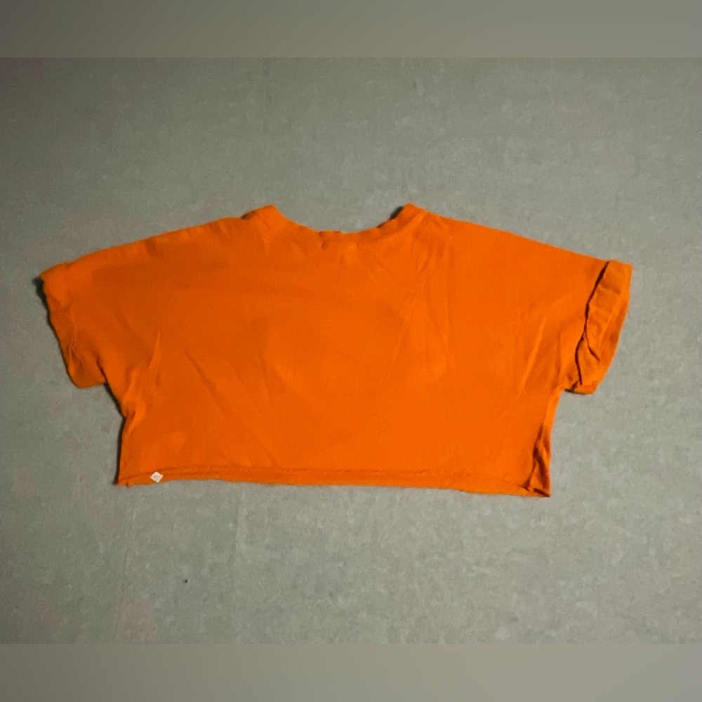 Forever 21 No Drama 3D PVC Patch Orange Crop Top L Embossed Graphic Streetwear - Picture 2 of 5